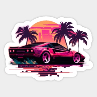 Ferrari Miami Vice synthwave sunset Sticker